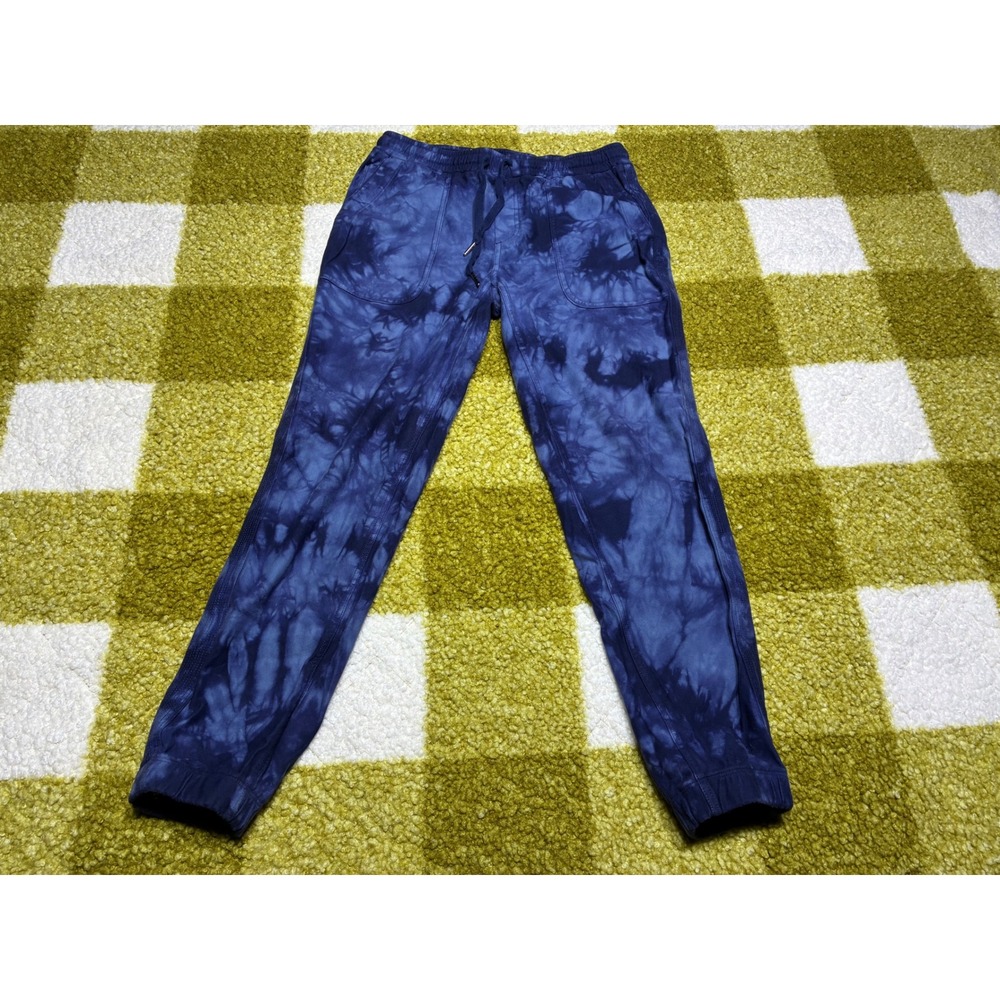 Athleta Blue Tie Dye Joggers Women Small Elastic Waist Drawstring Pockets Active